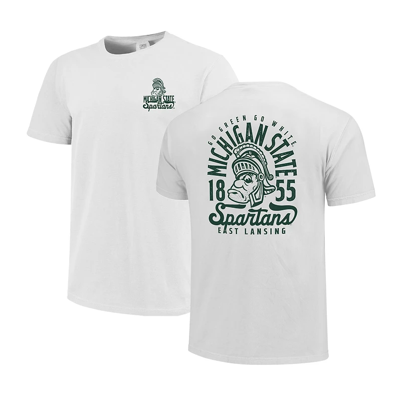 T-shirt blanc pour jeunes avec motif mascotte des Spartans de l'État du Michigan