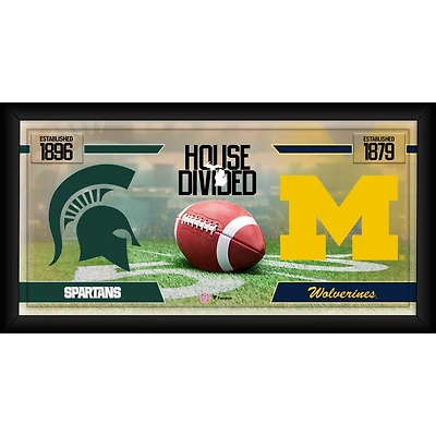 Michigan State Spartans vs. Michigan Wolverines Framed 10" x 20" House Divided Football Collage