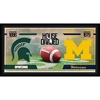 Michigan State Spartans vs. Michigan Wolverines Framed 10" x 20" House Divided Football Collage