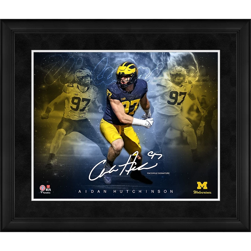 Collage de signatures en fac-similé des Wolverines du Michigan d'Aidan Hutchinson, 16" x 20"