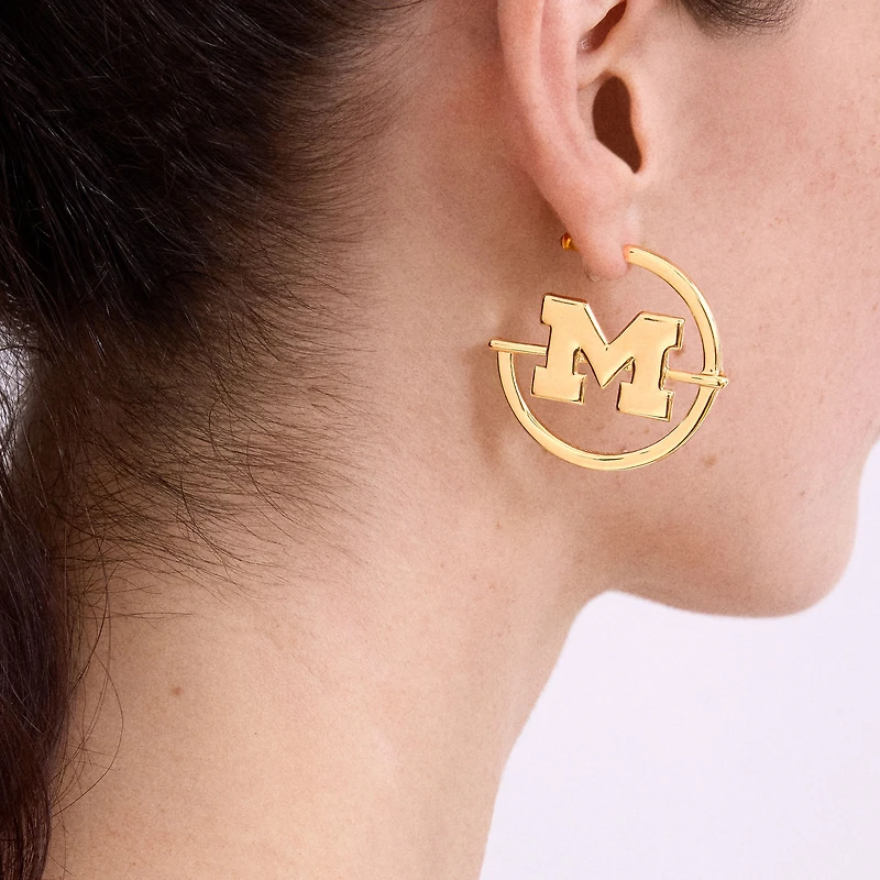 BaubleBar Michigan Wolverines Logo Hoop Earring