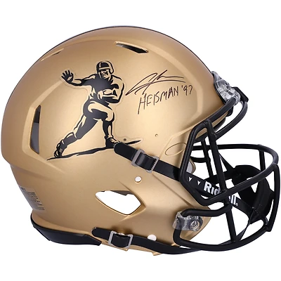 Casque authentique Heisman Speed autographié par Charles Woodson Michigan Wolverines avec inscription « Heisman 97 »
