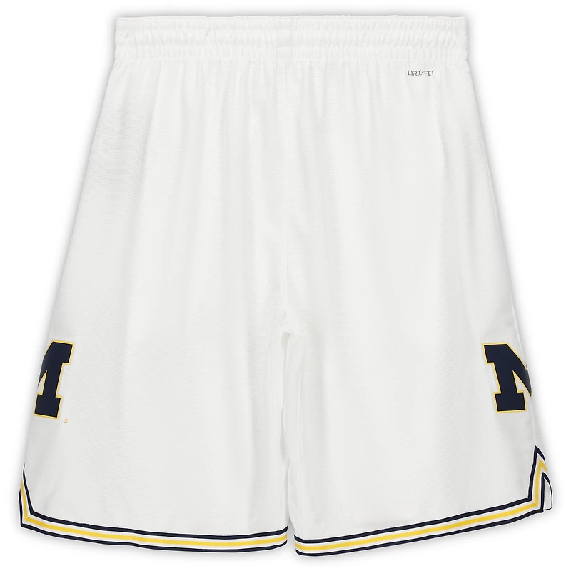 Short de basket-ball blanc réplique autographié par Chris Webber Michigan Wolverines Jordan Brand