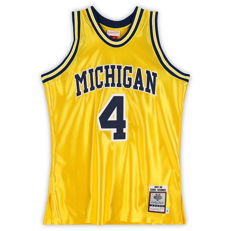 Chris Webber Michigan Wolverines Autographed Maize Mitchell & Ness 1991-92 Authentic Jersey