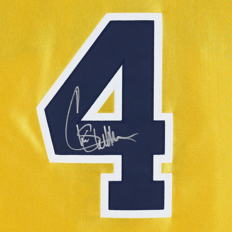 Maillot authentique autographié par Chris Webber des Michigan Wolverines, Maize Mitchell & Ness, 1991-92