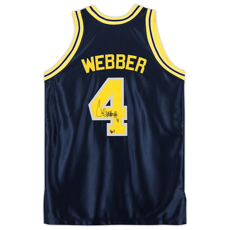 Chris Webber Michigan Wolverines Autographed Navy 1991-92 Mitchell & Ness Authentic Jersey with "Fab Five" Inscription