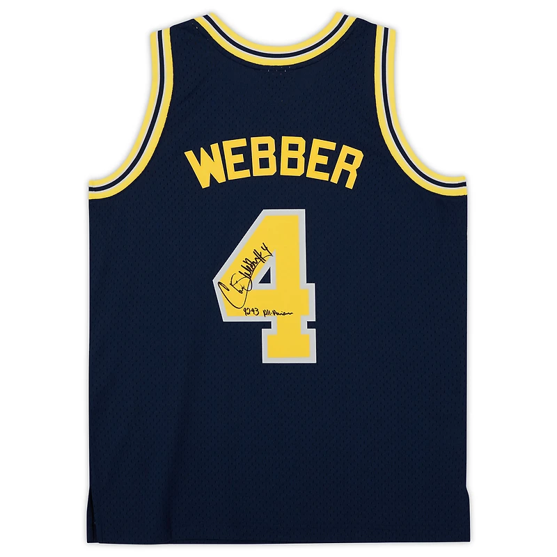 Chris Webber Michigan Wolverines Autographed Navy 1991-92 Mitchell & Ness Swingman Jersey with "92-93 All-American" Inscription