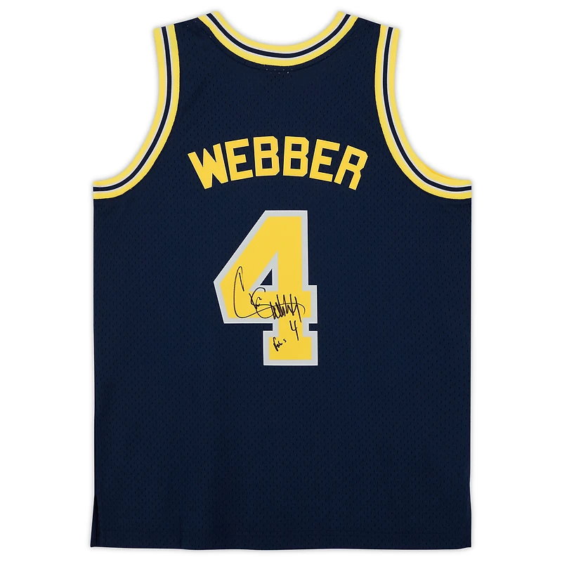 Chris Webber Michigan Wolverines Autographed Navy 1991-92 Mitchell & Ness Swingman Jersey with "Fab Five" Inscription