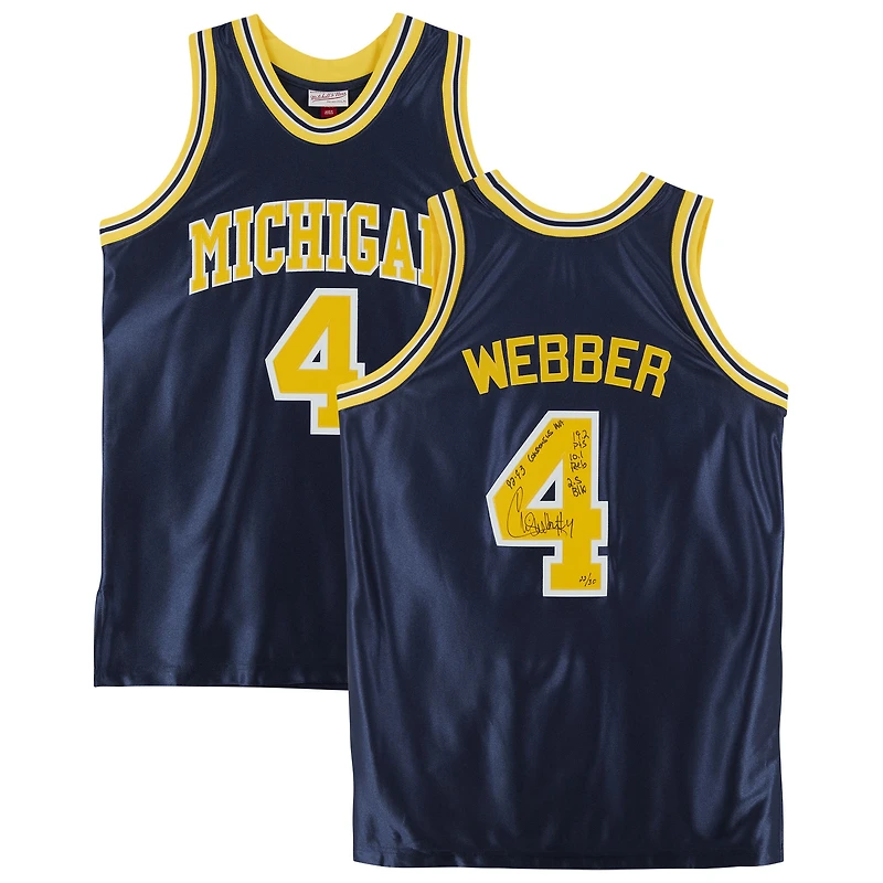 Chris Webber Navy Michigan Wolverines Autographed Mitchell & Ness 1991-92 Authentic Jersey with Multiple All American Inscriptions - Limited Edition of 30