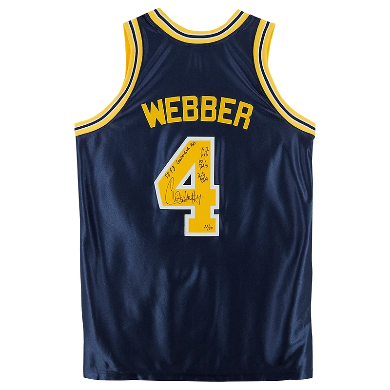 Chris Webber Navy Michigan Wolverines Autographed Mitchell & Ness 1991-92 Authentic Jersey with Multiple All American Inscriptions - Limited Edition of 30