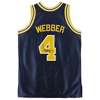 Maillot authentique autographié Mitchell & Ness 1991-92 des Wolverines du Michigan de la marine Chris Webber