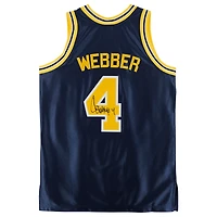Maillot authentique autographié Mitchell & Ness 1991-92 des Wolverines du Michigan de la marine Chris Webber