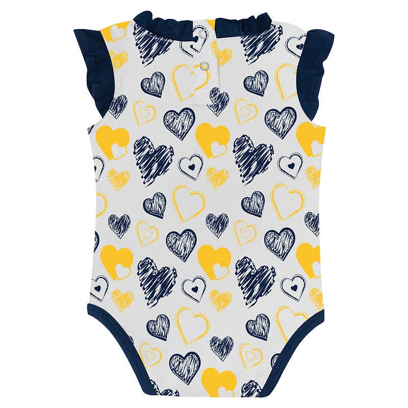 Ensemble de 2 bodies Happy Hearts pour nouveau-né bleu marine Michigan Wolverines fille