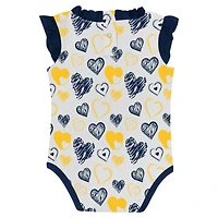 Ensemble de 2 bodies Happy Hearts pour nouveau-né bleu marine Michigan Wolverines fille