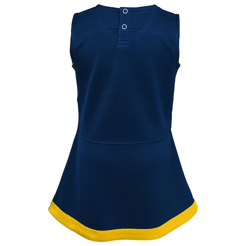 Girls Preschool Navy Michigan Wolverines Two-Piece Cheer Captain Jumper Dress & Bloomers Set