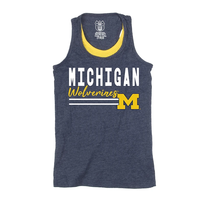 Girls Preschool Wes & Willy  Navy Michigan Wolverines Racerback Tank Top