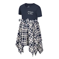 Girls Toddler Colosseum Navy Michigan Wolverines Marceline Plaid Dress