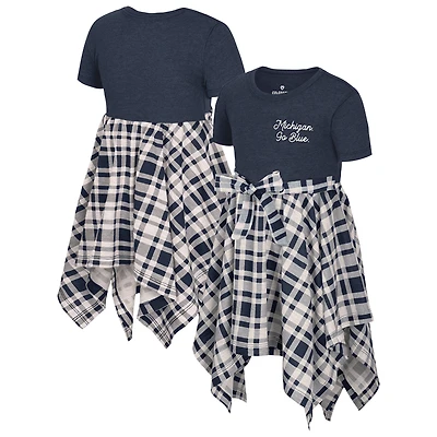 Girls Toddler Colosseum Navy Michigan Wolverines Marceline Plaid Dress