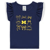 Girls Toddler ZooZatz Navy Michigan Wolverines Tri-Blend Bow Legging and Shirt Set