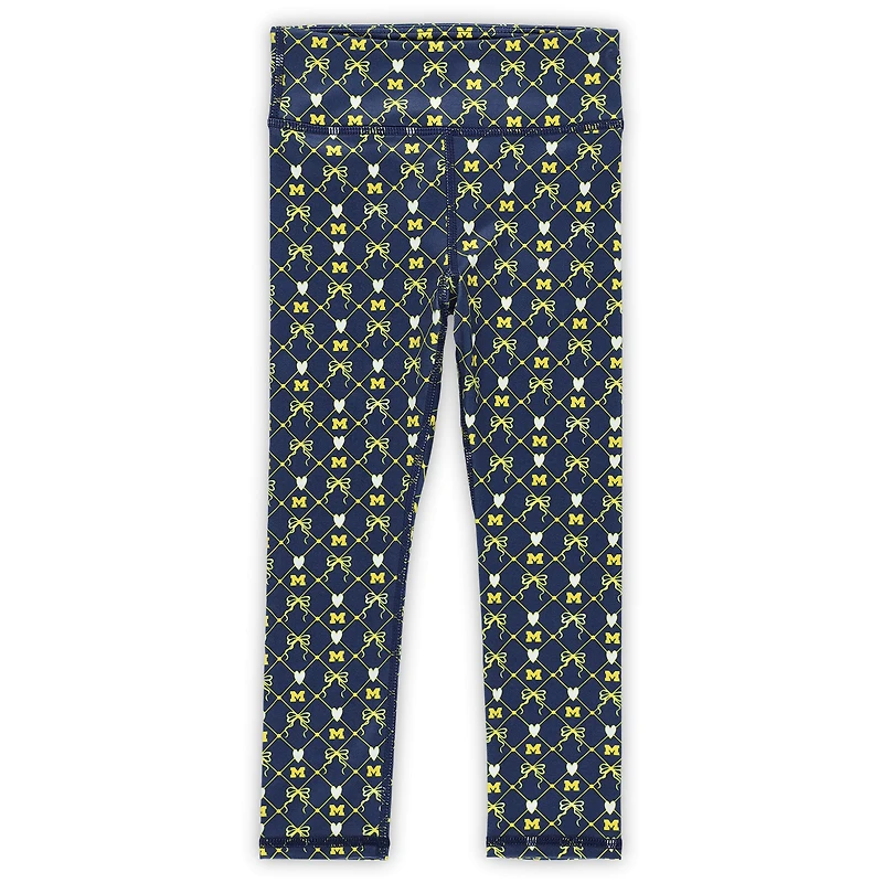 Girls Toddler ZooZatz Navy Michigan Wolverines Tri-Blend Bow Legging and Shirt Set
