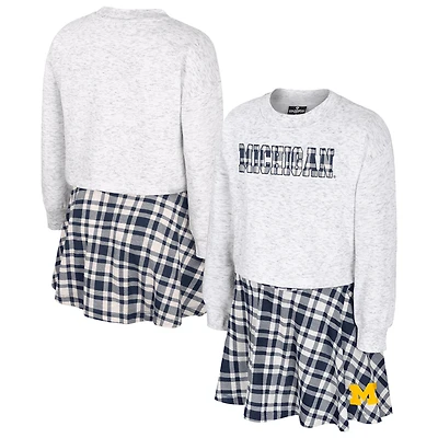 Girls Youth Colosseum Gray Michigan Wolverines Marceline Plaid Skirt and Top Set