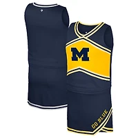 Ensemble haut et jupe de pom-pom girl pour filles du Colosseum Navy Michigan Wolverines