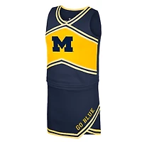 Ensemble haut et jupe de pom-pom girl pour filles du Colosseum Navy Michigan Wolverines