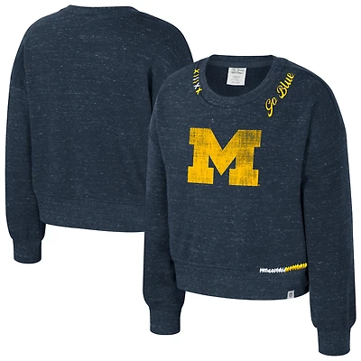 Girls Youth Colosseum Navy Michigan Wolverines Just a Minute Sweatshirt