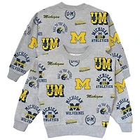 Sweat-shirt gris à manches longues pour jeunes filles, motif Michigan Wolverines Always On Repeat