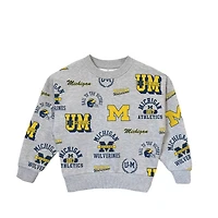 Sweat-shirt gris à manches longues pour jeunes filles, motif Michigan Wolverines Always On Repeat