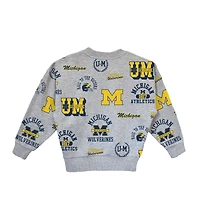 Sweat-shirt gris à manches longues pour jeunes filles, motif Michigan Wolverines Always On Repeat
