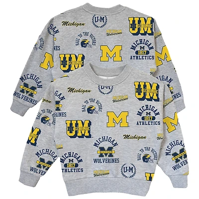 Sweat-shirt gris à manches longues pour jeunes filles, motif Michigan Wolverines Always On Repeat