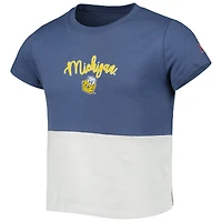 Girls Youth League Collegiate Wear Navy/White Michigan Wolverines Colorblocked T-Shirt