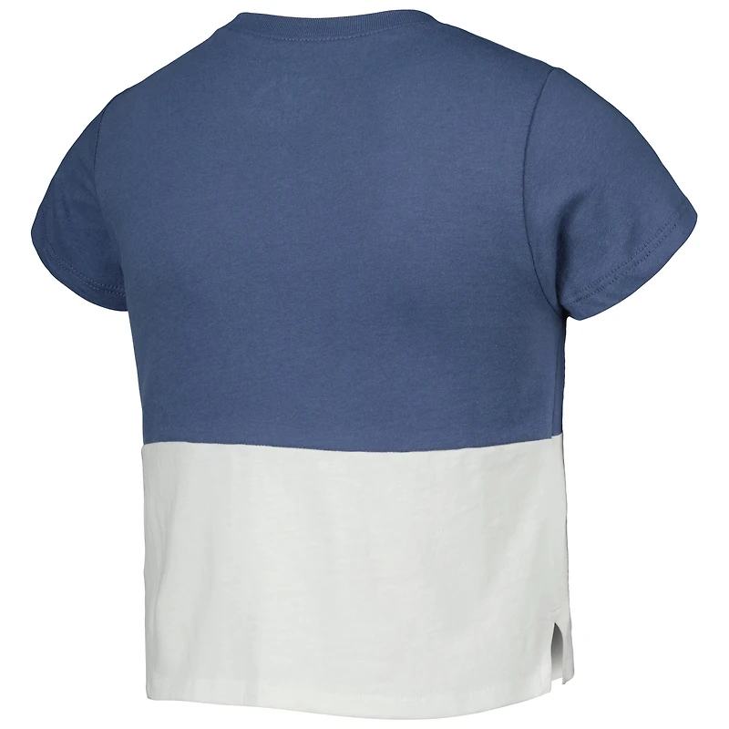 Girls Youth League Collegiate Wear Navy/White Michigan Wolverines Colorblocked T-Shirt