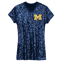 Girls Youth  Navy Michigan Wolverines Sequin V-Neck Dress