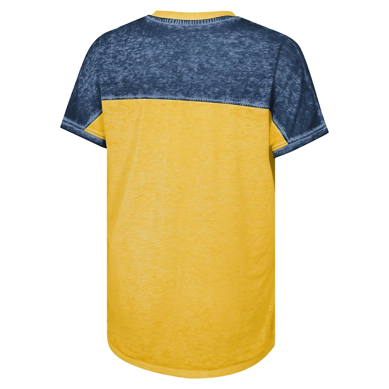 T-shirt col en V à imprimé dolman pour jeunes filles de la marine Michigan Wolverines, prêt tout