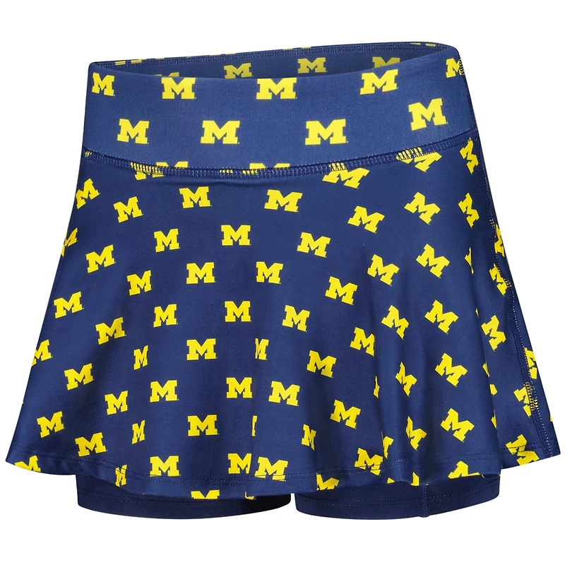 Jupe-short de tennis ZooZatz bleu marine Michigan Wolverines à imprimé intégral pour filles