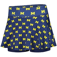Jupe-short de tennis ZooZatz bleu marine Michigan Wolverines à imprimé intégral pour filles