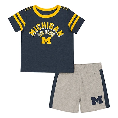 Ensemble t-shirt et short pour bébé Colosseum Heather Navy Michigan Wolverines