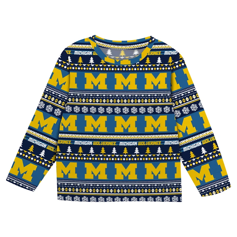 Infant & Newborn Outerstuff  Navy Michigan Wolverines Ugly Sweater Pajama Set