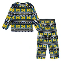 Infant & Newborn Outerstuff  Navy Michigan Wolverines Ugly Sweater Pajama Set