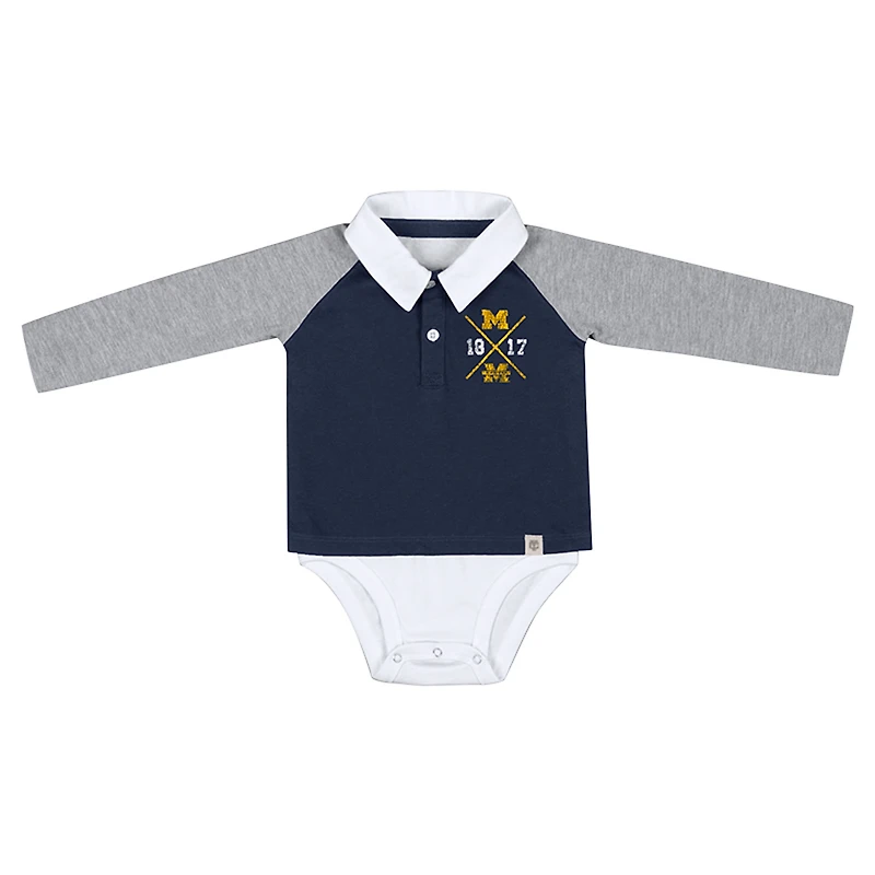 Infant Colosseum Navy Michigan Wolverines Pete Rugby Bodysuit