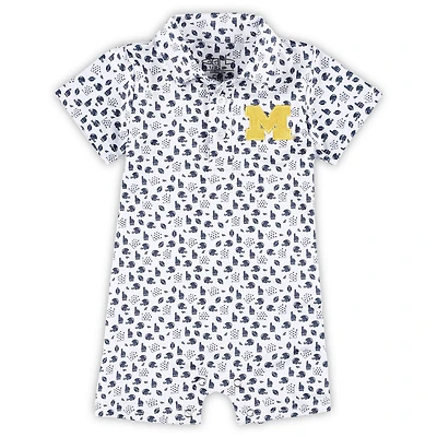 Infant Garb White Michigan Wolverines Earnest Polo Romper
