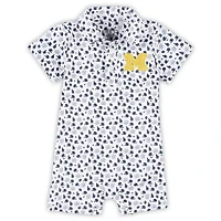 Infant Garb White Michigan Wolverines Earnest Polo Romper