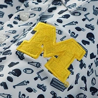 Infant Garb White Michigan Wolverines Tom Allover Print Performance Polo Bodysuit