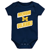 Lot de 3 bodies pour bébé Michigan Wolverines Sunday Comics