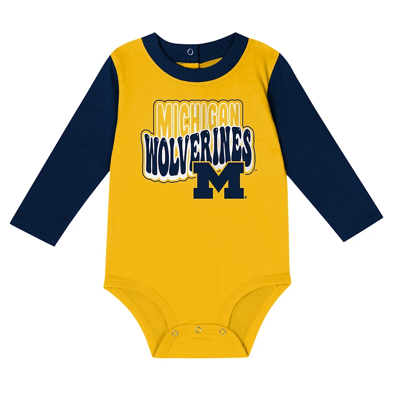 Ensemble body à manches longues et pantalon pour bébé bleu marine Michigan Wolverines Double Up