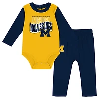 Ensemble body à manches longues et pantalon pour bébé bleu marine Michigan Wolverines Double Up