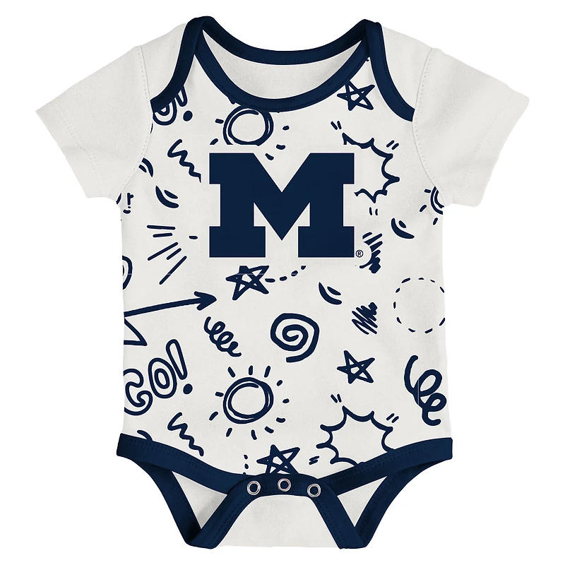 Infant Outerstuff Michigan Wolverines All Day Play Three-Piece Bodysuit Set
