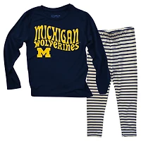 Ensemble haut à manches longues et leggings rayés tri-blend pour bébé Wes & Willy Michigan Wolverines